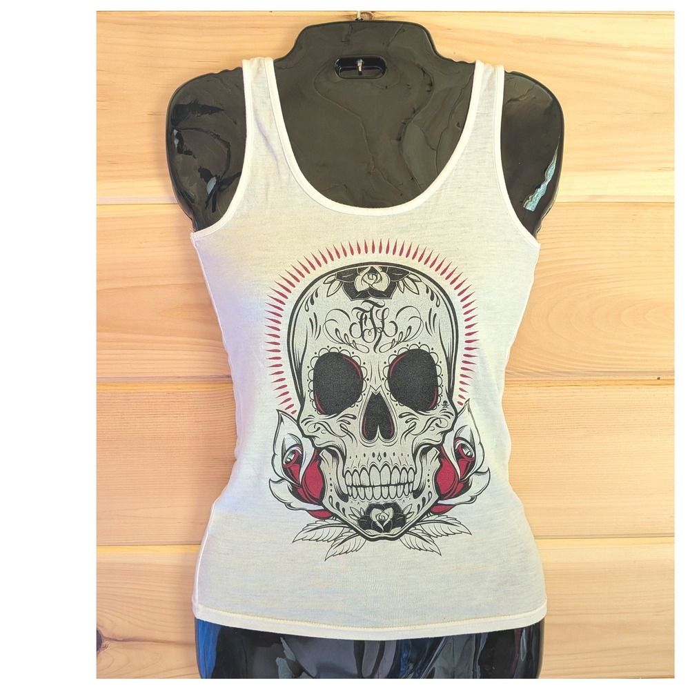 Fatal Tank Top Women S Sugar Skull Tattoo Art Rocker Edgy Streetwear Skater - Picture 1 of 7